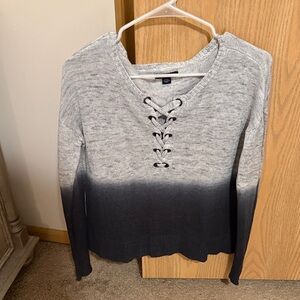 American Eagle Outfitters Gray and Black V-Neck Sweater
